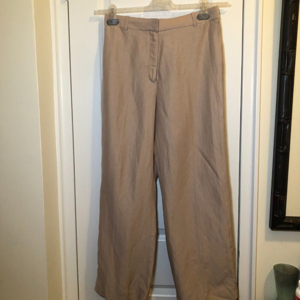 Aritzia Babaton Agency Linen Pant in Kasha Taupe Size 10 EUC - Picture 2 of 15